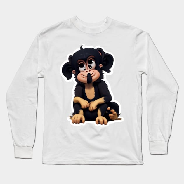 Crazy Monkey Long Sleeve T-Shirt by designGuru123